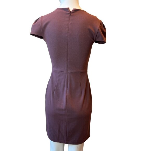 Express Womens Sheath Mini Dress Cap Sleeve Back Zip Dark Mauve Pink Size XS - Picture 3 of 9
